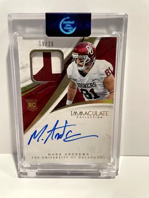 2018 Immaculate Collegiate Oklahohoma Mark Andrews RPA Rookie Patch Auto RC /25 - Image 1 of 2