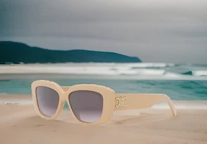 $510  CELINE PARIS CL40216U 57F Shiny Solid Nude Sunglasses - Picture 1 of 16