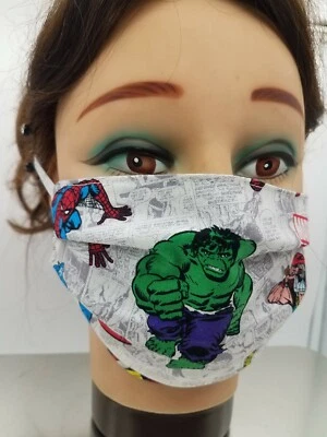 Mavel Superheroes Incredible Hulk Fabric Face Mask Homemade Washable Resuable  - Image 1 of 4