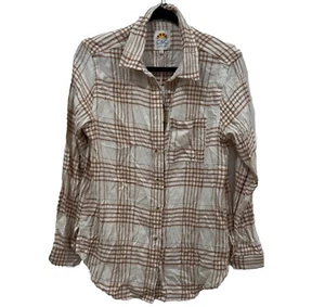 C&C California Plaid Soft Flannel Button Down Shirt in Ivory And Beige Medium M - Picture 1 of 8