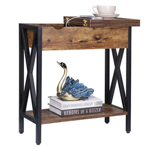 Mesa consola de 24" en forma de X con tapa abierta abatible con cargador estante mesa auxiliar decoración del hogar - Imagen 1 de 12