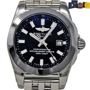 New Breitling W72348 Galactic Black Dial Stainless Steel Quartz Ret$4,590 #BR116 - Picture 1 of 5