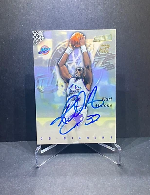1997-98 Stadium Club Cofirmantes Karl Malone y John Starks Auto CO12 Foto 1 de 3