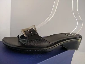  Stuart Weitzman  "SWEETIEPIE"Black NAPPA Flat Slide Slip Leather Sandals 10.5 - Picture 1 of 8