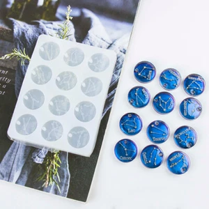 Discs Pendant 12 Constellations Epoxy Resin Silicone Mold Jewelry Making Tools - Picture 1 of 12
