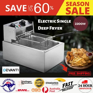 2200W Premium Single Fryer Commercial Electric Deep Chip Cooker 60-200?C - Picture 1 of 7