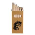 6 x 'Horse Head' Short 85mm Pencils / Coloured Pencil Set (PE00004939)