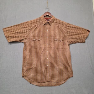 Wolverine Mens Brown Plaid Clear Pearl Snaps Short Sleeve Shirt Size Large - Picture 1 of 8