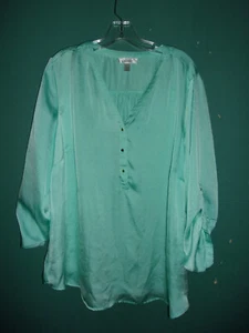 Dressbarn silk-like aqua shirt / blouse / top Size 2X - Picture 1 of 3