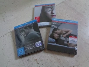 FIFTY SHADES OF GREY TRILOGY 3 Blu-Ray SteelBook SET NEW & SEALED Jamie Dornan - Picture 1 of 12