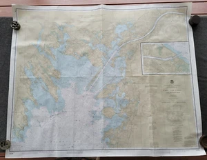 Cape Cod Canal Chart Map Nautical Navigation Ma. 1985 Beach House Décor Vintage - Picture 1 of 10