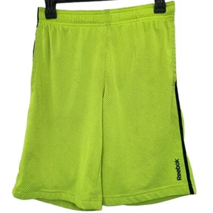 Reebok Boys Mesh Athletic Shorts 9 Inch Youth Kids Small Neon Green Drawstring - Picture 1 of 4