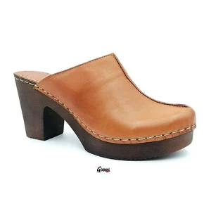 Sandali donna Cinzia Soft sabot tacco plateau zoccoli effetto legno pelle cuoio - Foto 1 di 10