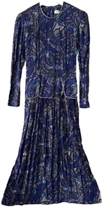 Karin Stevens Dress S Purple Floral Midi 90s Y2K True Vintage Secretary Church - Picture 1 of 7