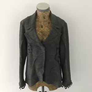 MARKS & SPENCER JACKET 16 GREY Floral Speziale Italy Button Up Formal Party WOOL - Picture 1 of 22