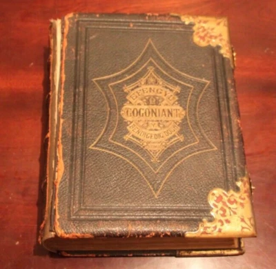 Antique Welsh Bible Leather Brass Engravings Parch. Peter Williams Jones & Jones - Image 1 of 4