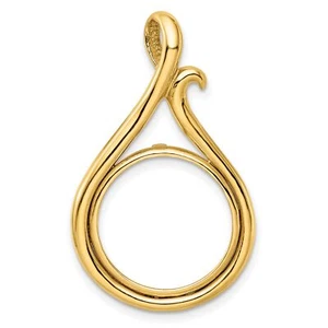 2008 $5 1/10 oz American Buffalo Prong Set Curled Teardrop Coin Bezel 14k Gold - Picture 1 of 7