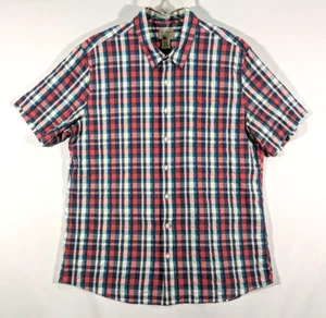 LL Bean Shirt Mens XL Tall Blue Red Plaid Organic Cotton Flannel Slightly Fitted - Picture 1 of 13