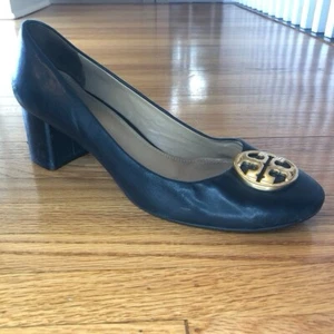Tory Burch Chelsea  Women Size 10 - 10.5 Napa Leather Pump  Black/Gold Logo Shoe - Picture 1 of 14