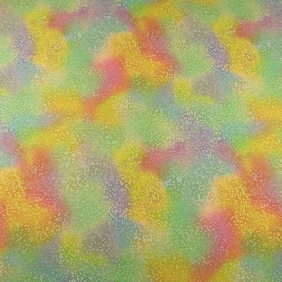 Rainbow Abstract by Kaufman, Yellow, Orange & Green Pastels, Cotton, Per 1/2 Yd - Image 1 of 3