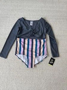 Art Class Girls Cut Out XL 14/16 Plus Swimsuit Striped Rash Guard Long Sleeve - Picture 1 of 11