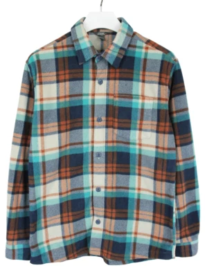 EDDIE BAUER  Shirt Men's MEDIUM Thick Fleece Button Up Spread Neck Plaid - Image 1 of 4