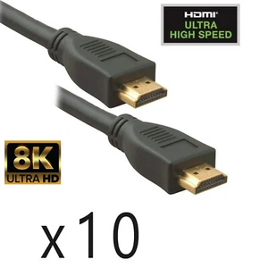 Paquete de 10 cables HDMI 2.1 ultra alta velocidad de 3 pies con Ethernet 4K 8K HDR Dolby Vision - Imagen 1 de 4