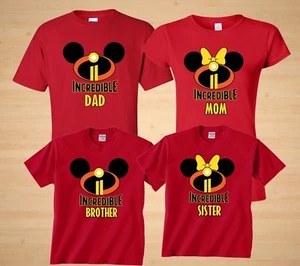 Incredibles Mom ,Dad ,Minnie, Mickey matching Disney Family vacation tshirts - Picture 1 of 6