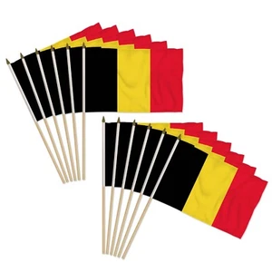 12pc Pack of Belgium 12x18in Belgian Handheld Country Stick Flags - Picture 1 of 2