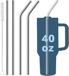 VITEVER 4 Pack Stainless Steel Straw Replacement 40 Oz for Stanley Adventure ... - Picture 1 of 12