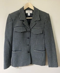 Vintage Jones of NY Wool Plaid Blazer Jacket 4 Dark Academia Equestrian - Picture 1 of 7