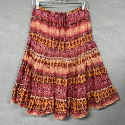 Falda De Colección Y2K Para Mujer L Boho Niveles Cachemira Lentejuelas Hippie Ecléctica Ajustable Foto 1 de 4