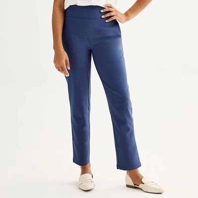 Женские брюки Nine West с высокой посадкой без застежек прямые до лодыжки решительные синие средние новые - Изображение 1 из 4