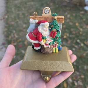 Vintage Keramik Weihnachtsmann Figur Mantel Strumpf Halter mit Gusseisen Sockel Taiwan - Bild 1 von 18