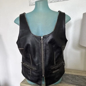 Chaleco de cuero negro para mujer Harley-Davidson talla XL - Imagen 1 de 7