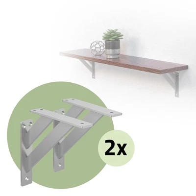 4x Supporto per mensole in alluminio argento 18x18 cm staffe per mensola pesanti - Immagine 1 di 4