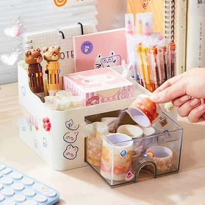 Sleek and Modern Desktop Organizer Box with Drawer Compartments for Easy Access - Image 1 of 4