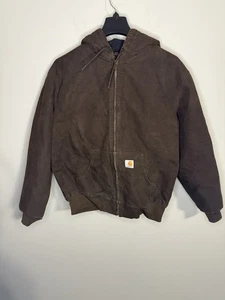 Carhartt WJ130 DKB Bomber Jacket Quilt Lined Brown Chore Duck Faded Womens Large - Picture 1 of 7