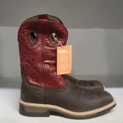 Twisted X 12" Alloy Toe Boot Brown/Flash Red Mens Size 13D - Image 1 of 4