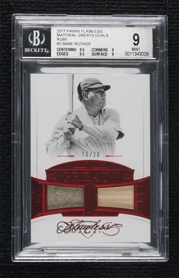 Panini Flawless Material Greats Duals Ruby 2017/20 Babe Ruth BGS 9 como nuevo patio Foto 1 de 2
