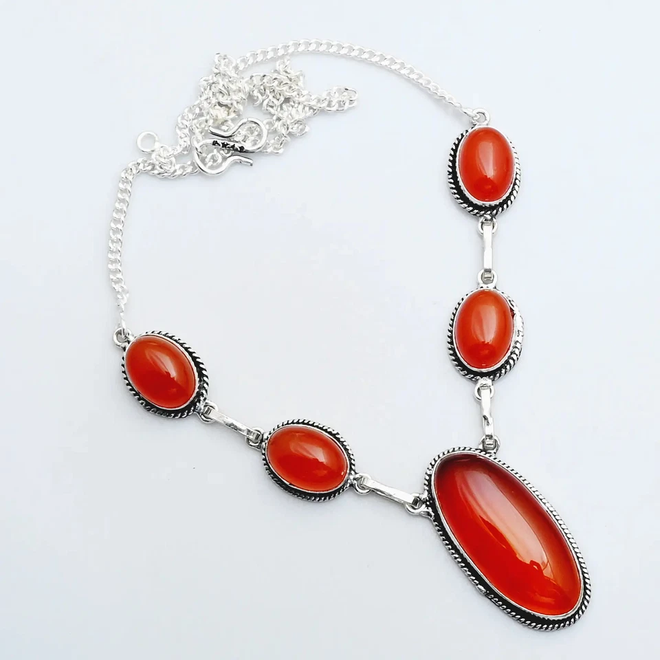 Collar étnico hecho a mano de piedras preciosas de cornalina joyería para mujer 14 Gms AN 15203 Foto 1 de 1