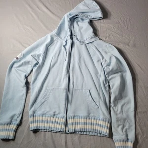 Sudadera con capucha Old Nay para mujer azul claro con cremallera talla mediana manga larga - Imagen 1 de 8