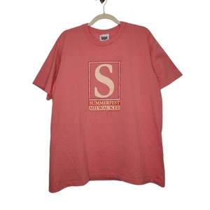 Vintage Milwaukee Wisconsin Summerfest Holoubek Large Pink 90s Shirt Single - Picture 1 of 6