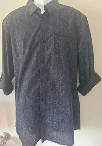 Guess L.A. Mens Shirt. Black W/ Blue & White Dots. Sz. XL Slim - Picture 1 of 9