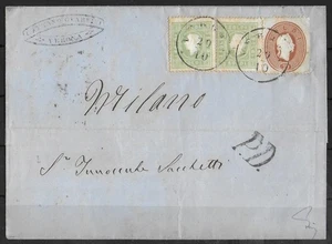 LOMBARDEI & VENEZIEN 1863 Faltbrief 3 So + 10 So Michel #8a/13 ZERTIFIKAT selten - Bild 1 von 3
