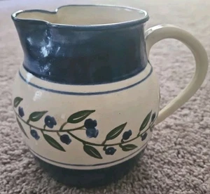 Vintage IKS Maine Pottery Pitcher! RARE FIND Beautiful Vibrant Blue 1988. 7" H - Picture 1 of 6