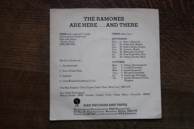 Ramones - Are Here and There, Road to Ruin Sampler 7" Sire Demo, 1978. - Image 1 of 3
