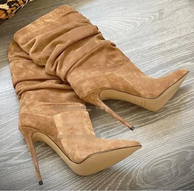Fashion Womens High Boots Pointed Toe High Stilettos Heel Boots Plus Size Shoes - Image 1 of 4