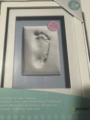 MARCO DE PARED BABYPRINTS DE LUJO Mano Pie y Foto Fondo Azul Cabeza de Pera Foto 1 de 4