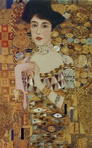 GUSTAV KLIMT "ADELE BLOCH-BAUER" Nadelspitze Straßenbahn Gobelin Set 17,5 x 27,75" - Bild 1 von 6